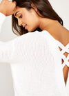 Cream Waffle Cross Back Jumper, Cream, large
