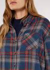 Checked Cotton Flannel Shirt, Blue, large