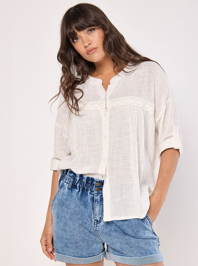 Lace Detail Cotton Blouse