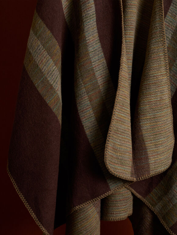Bold Stripe Blanket Cape, Blue, large