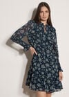 Folk Floral Chiffon Mini Dress, Navy, large