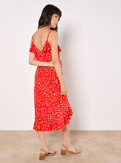 Leopard Print Ruffle Midi Dress