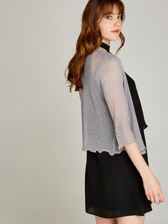 Popcorn Knit Shrug Apricot Clothing