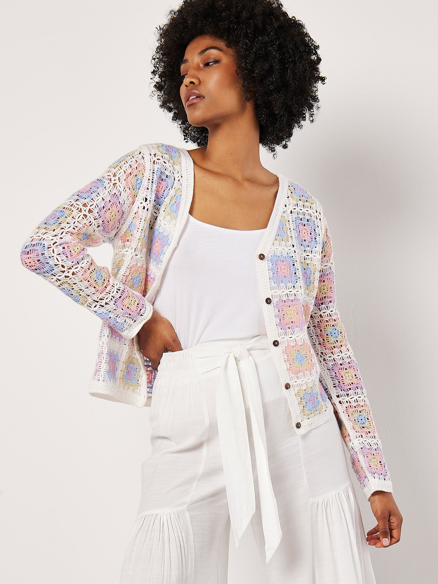 Crochet cream cardigan on sale