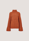 Chunky Knit Roll Neck Jumper, Orange, large