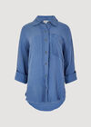 Textured Cotton Oversized Shirt, Blue, large