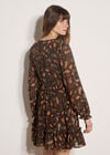Chiffon Ruffle Paisley Mini Dress, Green, large