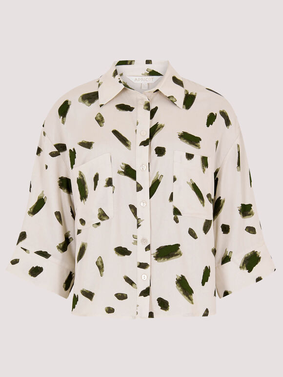 Paint Stroke Print Utility Shirt, Stone, large