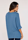 Waffle Knit Top, Blue, large