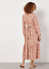 Abstract Animal Print Textured Midi Dress, Orange, large