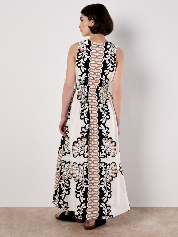 Floral Swirl Maxi Dress, White, large
