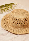 Handstitched Raffia Hat, Stone, large