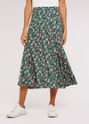 Ditsy Floral Print Midi Skirt, Green, large