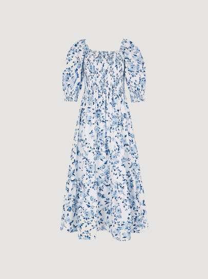 Rose Cotton Milkmaid Midaxi Dress