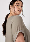 Slub Shimmer Tunic Mini Dress, Brown, large