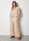 Pinstripe Wide-Leg Trousers, Stone, large