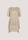 Pointelle Knit Layered Tunic Top, Stone, large