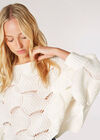 Swirl Knit Poncho Jumper, Cream, large