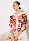 Colourful Crochet Squares Cardigan, Stone, large