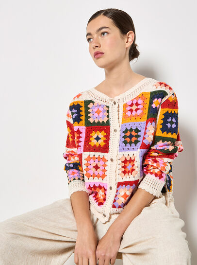 Colourful Crochet Squares Cardigan