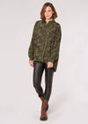 Oversized Animal Print Shirt, Khaki, large