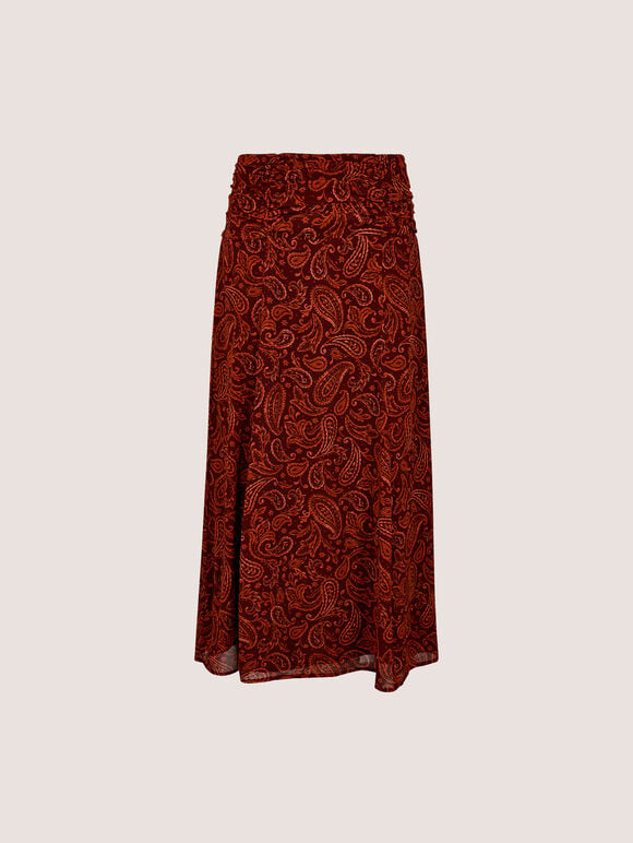 Chiffon Paisley A-Line Midaxi Skirt, Burgundy, large