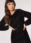 Animal Velvet Burnout Mini Dress, Black, large