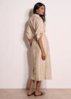Geometric Shimmer Embroidered Shirt Midi Dress, Stone, large