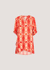 Tie Dye Swirl Tunic Top, Orange, large