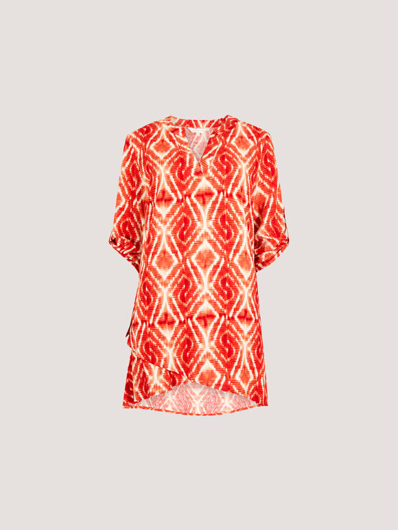 Tie Dye Swirl Tunic Top, Orange, large