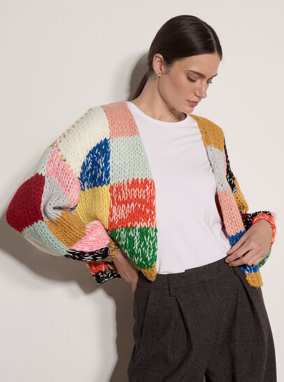 Hand-Crochet Colour Block Cardigan