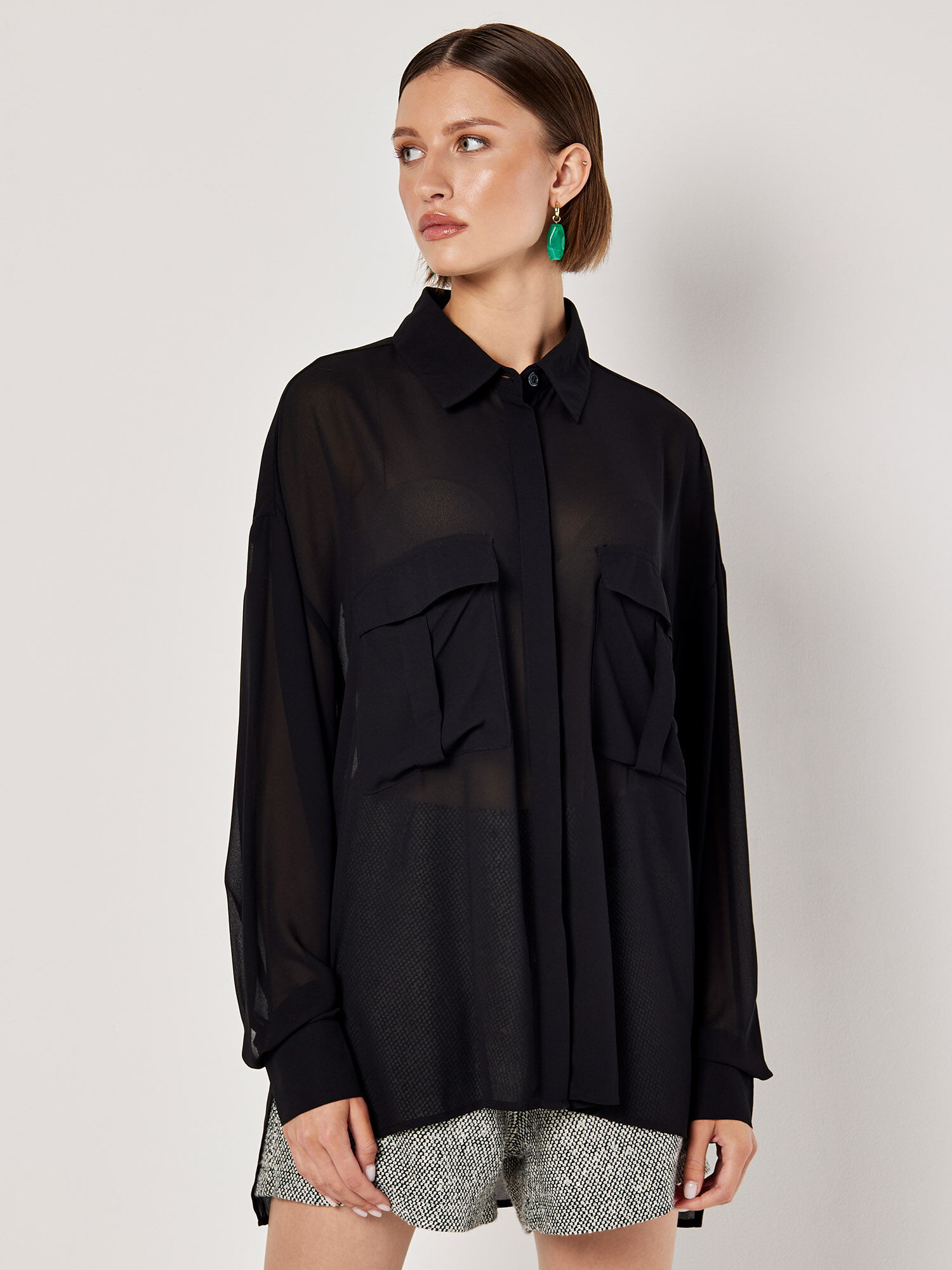 oversized chiffon top