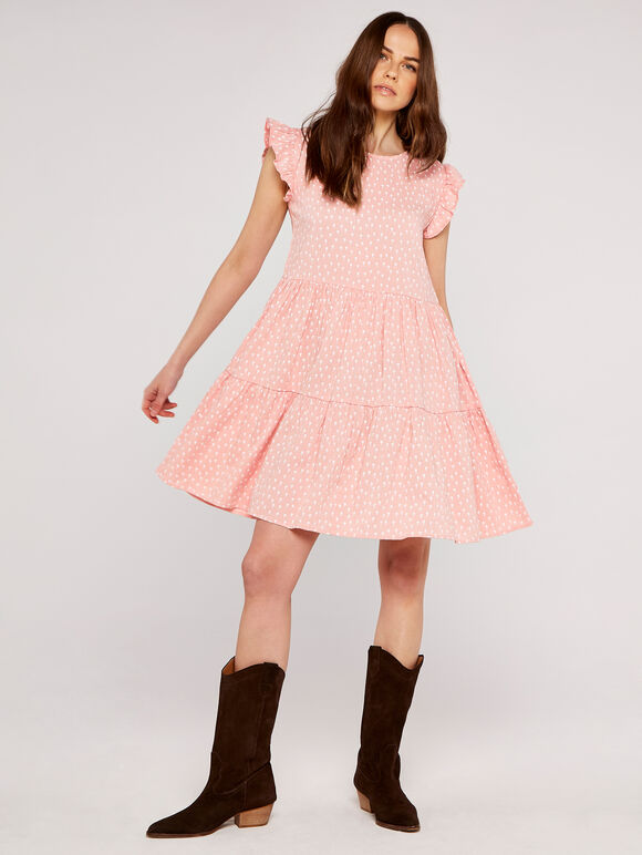 Micro Clover Tiered Dress, Pink, large