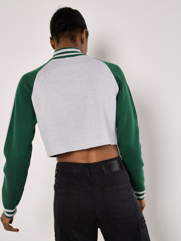 Cropped London Zip Jumper, Green, large