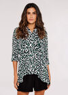 Cheetah High Low Shirt, Green, large