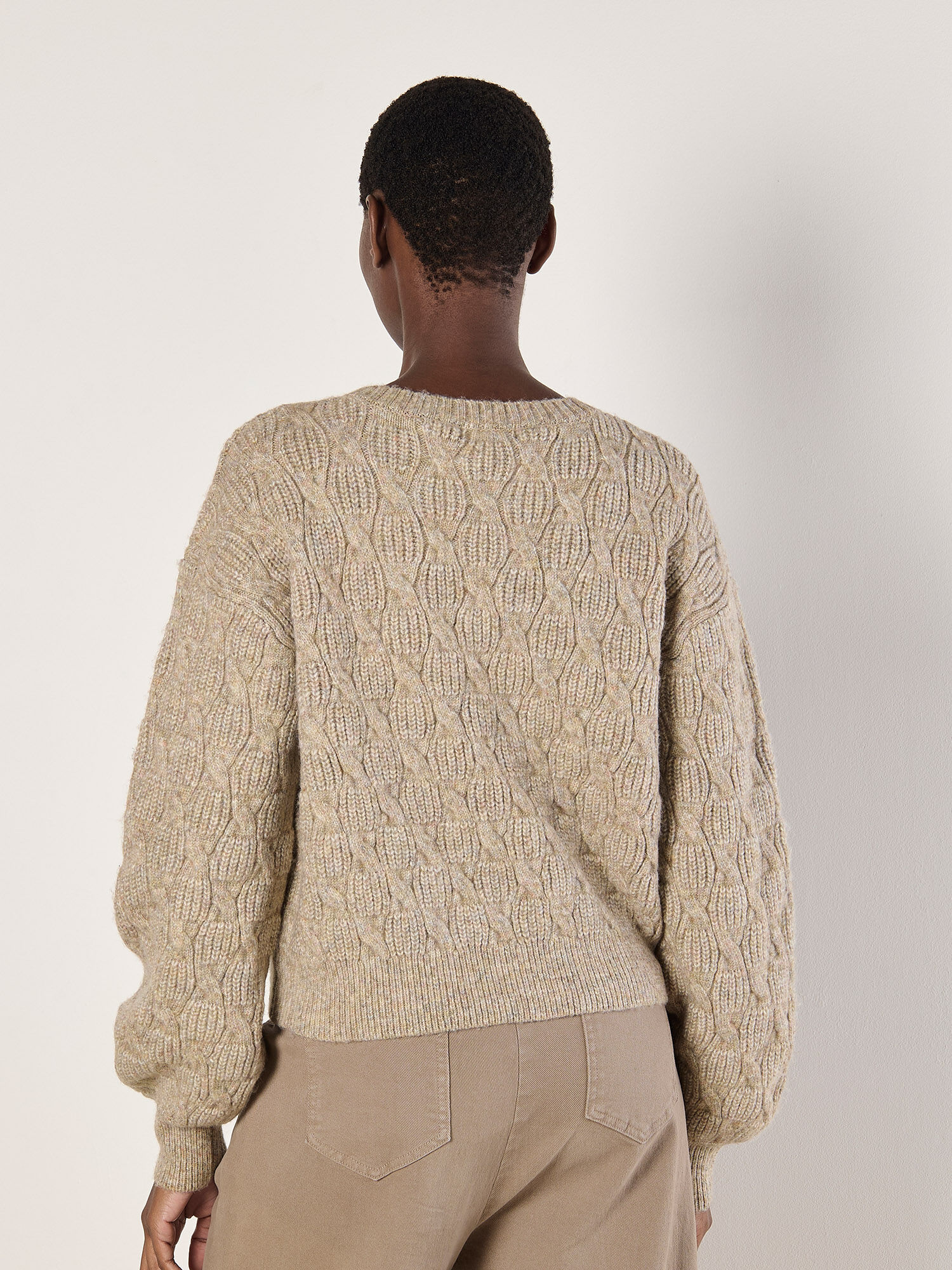 Flecked Braid Cable Knit Jumper | Apricot Clothing