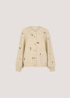Soft Ribbed Knit Floral Embroidered Cardigan, Stone, large
