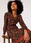 Ditsy Floral Paisley Midi Dress, Black, large