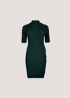 Ribbed Knit Button Embellished Mini Dress, Green, large
