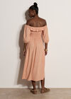 Smocked Bardot Maxi Dress, Peach, large