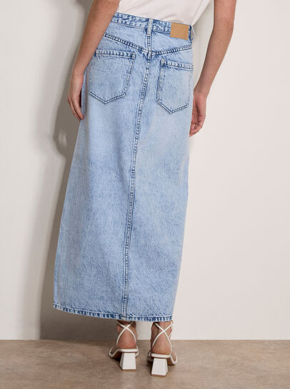 Amara Pearl Embellished Denim Midi Skirt