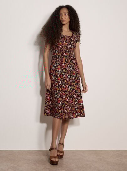 Ditsy Milkmaid Midi Dress