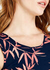 Tropical Leaf Crossover Back Top, Navy, large