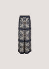 Scarf Print Flare Trousers, Navy, large