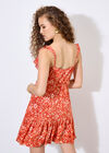 Ditsy Floral Ruffle Mini Dress, Red, large
