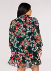 Curve Floral Mini Dress, Black, large