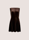 Velvet Swing Mini Dress, Brown, large