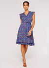 Ditsy Floral Ruffle Mini Dress, Blue, large