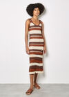 Crochet Stripe Midaxi Dress, Brown, large
