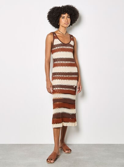 Crochet Stripe Midaxi Dress